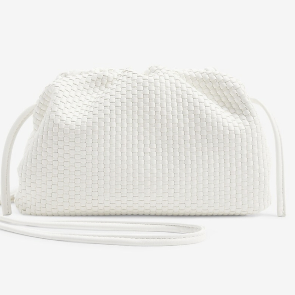 Express White Faux Leather Woven Bag